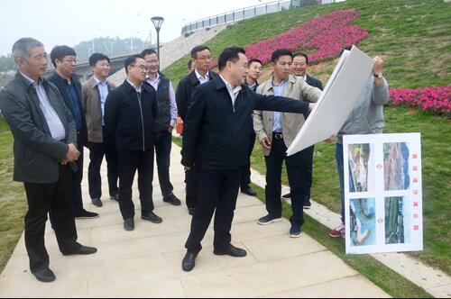上饒市人大副主任、鄱陽縣縣委書記張祯祥莅臨新昌南湖西河濕地公園項目